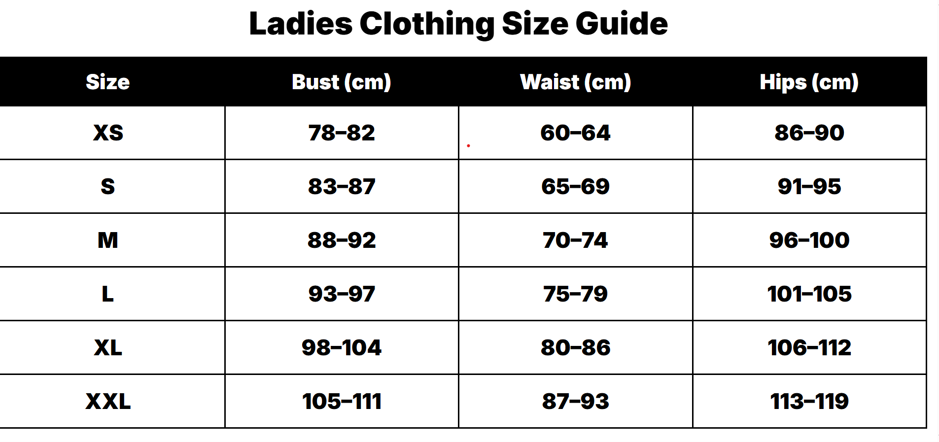 دليل مقاسات الملابس النسائية